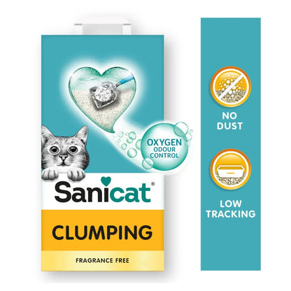 Litière agglomérante blanche Sanicat sans parfum pour chats 10 L